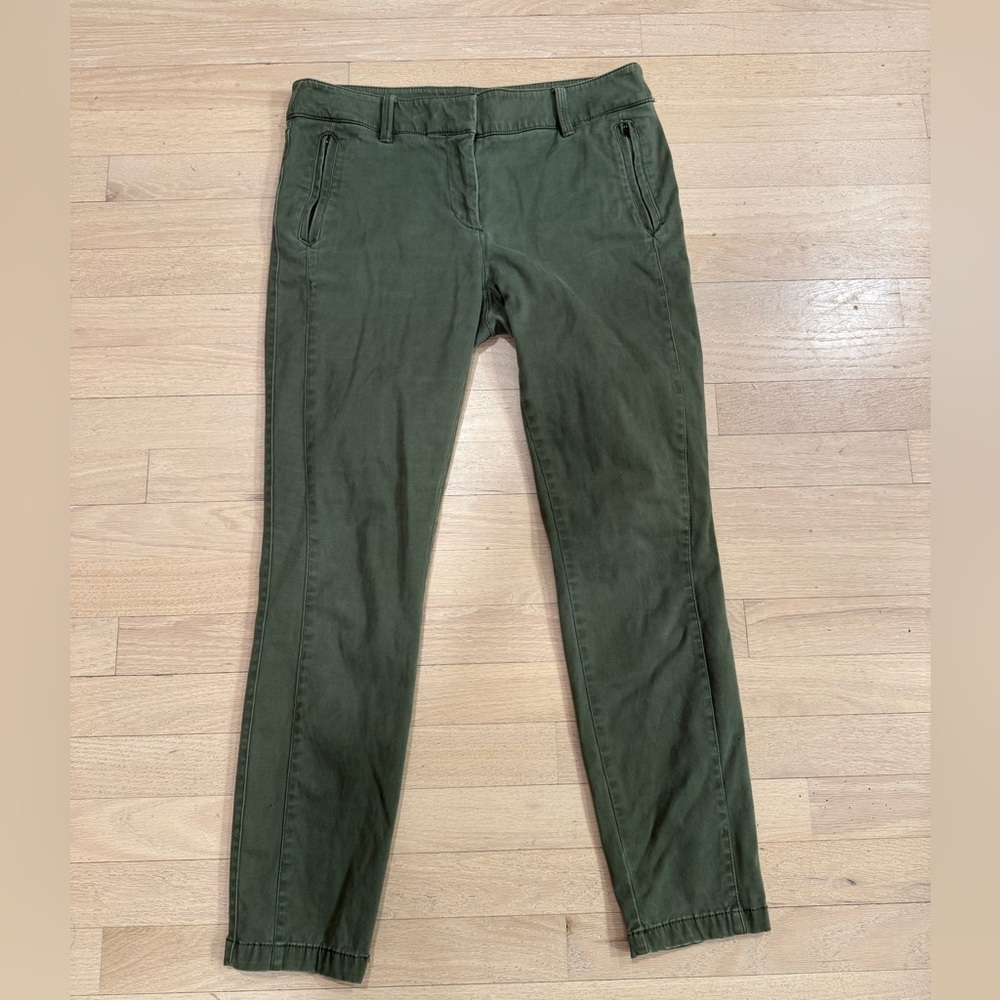 LOFT Olive Green Pants Micro Suede Skinny Ankle Size 8